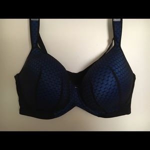 Ashley Stewart blue/black butterfly bra